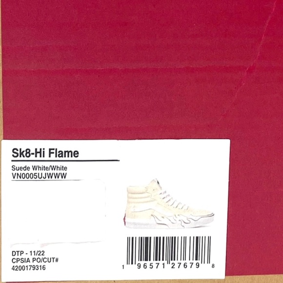 VANS Sk8-Hi Flame Suede Shoes White Gray Skate Sneakers Women's Size VN0005UJWWW - Picture 8 of 9